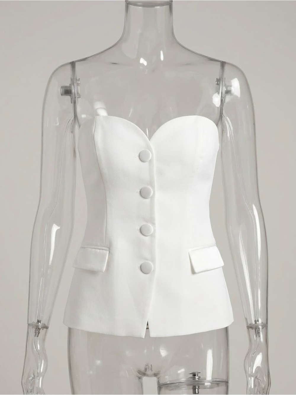 Zara Strapless White Corset Blazer Top Structured Tailored Vest Size XS - Picture 2 of 14